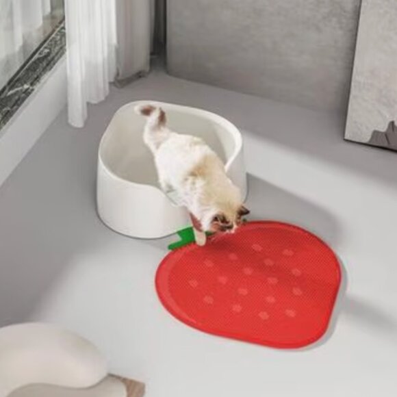 STRAWBERRY-SHAPE CAT LITTER TRAPPING MAT (DOUBLE-LAYER) - Picture 3 of 17